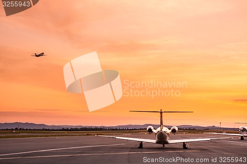 Image of Airplane at sunset