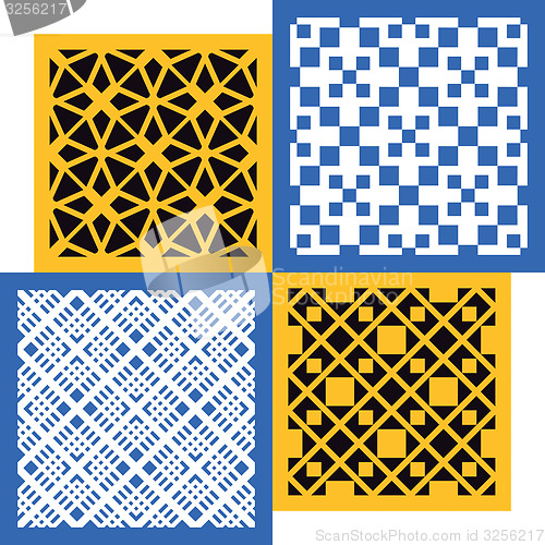 Image of Set of four seamless patterns. Vintage geometric ornaments. 