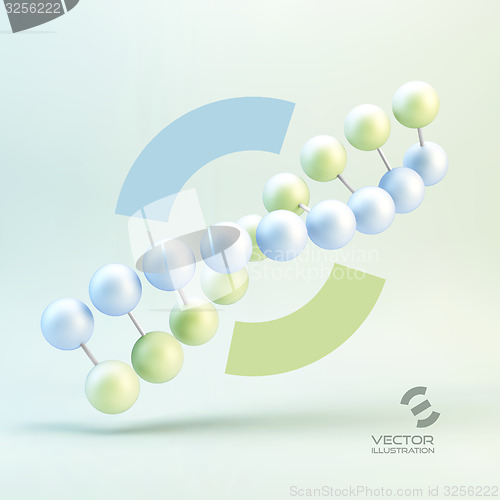 Image of Vector illustration of dna structure in 3d. With place for text.