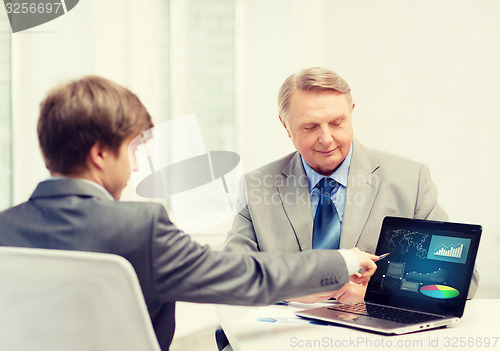 Image of older man and young man with laptop computer
