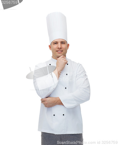 Image of happy male chef cook thinking