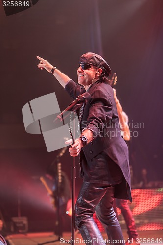 Image of DNIPROPETROVSK, UKRAINE - OCTOBER 31: Klaus Meine from Scorpions rock band performs live at Sports Palace SC \"Meteor\". \"Final tour\"concert on October 31, 2012 in DNIPROPETROVSK, UKRAINE