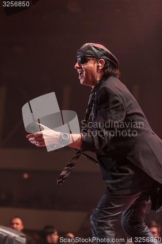 Image of DNIPROPETROVSK, UKRAINE - OCTOBER 31: Klaus Meine from Scorpions rock band performs live at Sports Palace SC \"Meteor\". \"Final tour\"concert on October 31, 2012 in DNIPROPETROVSK, UKRAINE