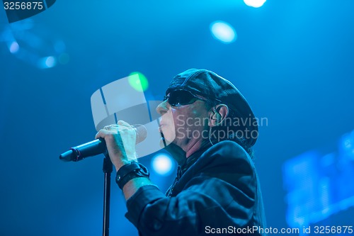 Image of DNIPROPETROVSK, UKRAINE - OCTOBER 31: Klaus Meine from Scorpions rock band performs live at Sports Palace SC \"Meteor\". \"Final tour\"concert on October 31, 2012 in DNIPROPETROVSK, UKRAINE