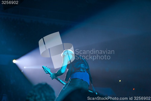 Image of DNIPROPETROVSK, UKRAINE - OCTOBER 31: Rudolf Schenker from Scorpions rock band performs live at Sports Palace SC \"Meteor\". \"Final tour\"concert on October 31, 2012 in DNIPROPETROVSK, UKRAINE