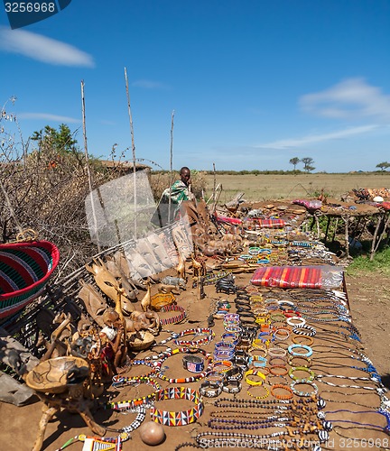 Image of MASAI MARA,KENYA, AFRICA- FEB 12 Masai local market for tourists, review of daily life of local people,near to Masai Mara National Park Reserve, Feb 12, 2010,Kenya