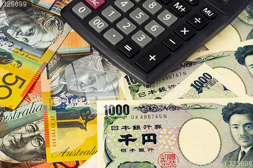 Image of Forex - Australia and Japanese currency pair with calculator

