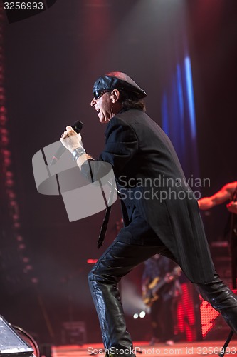 Image of DNIPROPETROVSK, UKRAINE - OCTOBER 31: Klaus Meine from Scorpions rock band performs live at Sports Palace SC \"Meteor\". \"Final tour\"concert on October 31, 2012 in DNIPROPETROVSK, UKRAINE