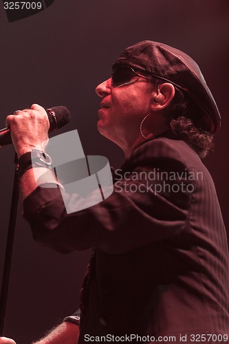 Image of DNIPROPETROVSK, UKRAINE - OCTOBER 31: Klaus Meine from Scorpions rock band performs live at Sports Palace SC \"Meteor\". \"Final tour\"concert on October 31, 2012 in DNIPROPETROVSK, UKRAINE