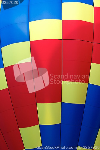 Image of close up detail of hot air balloon of primary colors