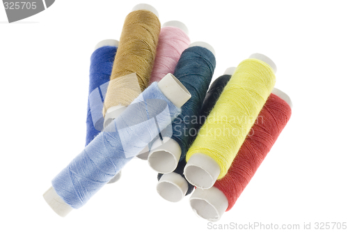 Image of Pile of colorful sewing threads

