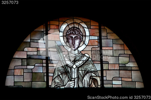 Image of  rose window in the church in verona italy