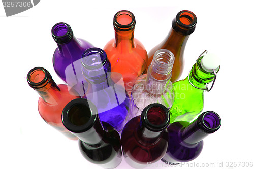 Image of color glass bottles