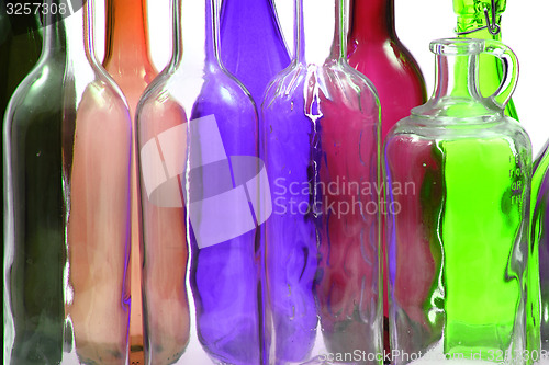 Image of color glass bottles