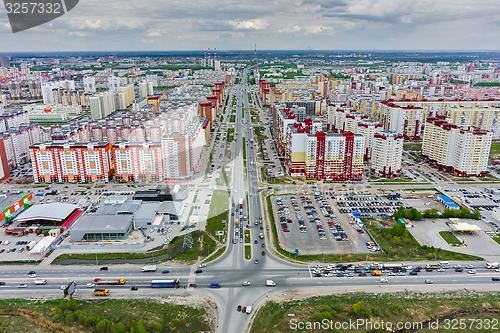 Image of Bird eye view on Permyakova street. Tyumen. Russia