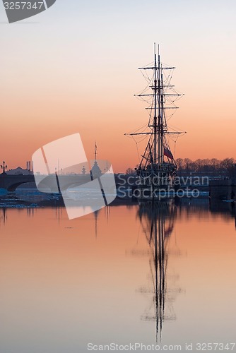 Image of Sailboat at sunset.