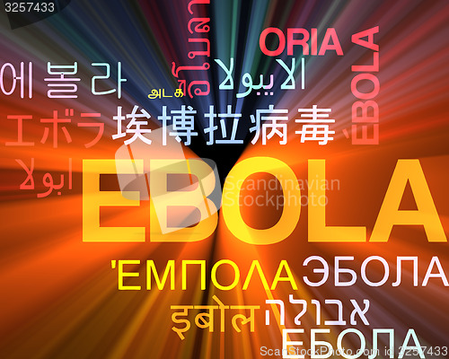 Image of Ebola multilanguage wordcloud background concept glowing