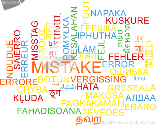 Image of Mistake multilanguage wordcloud background concept