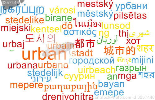 Image of Urban multilanguage wordcloud background concept