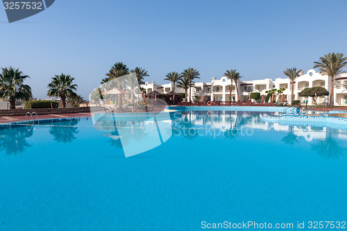 Image of Luxury nice hotel swimming pool in the Egypt.