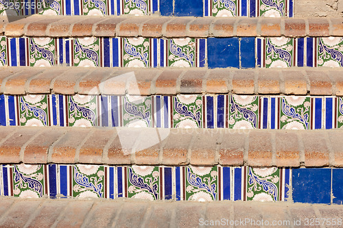 Image of Staircase with patterned ceramic tiles 