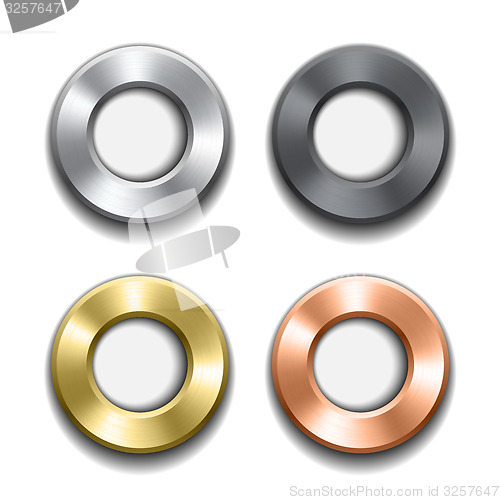 Image of Donut buttons template with metal texture.