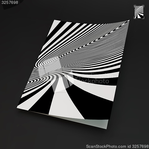 Image of A4 business blank. Black and white abstract striped background. 
