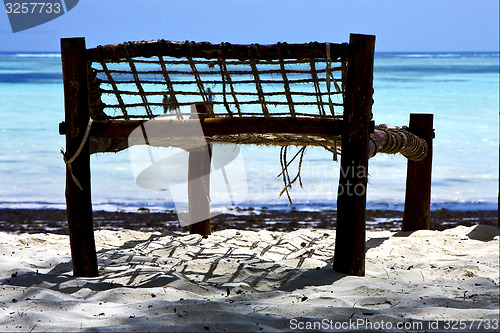Image of bench rope beach  in zanzibar 