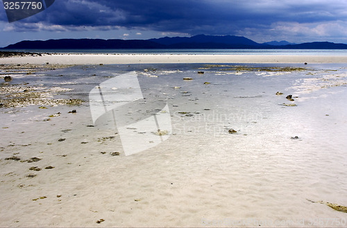 Image of sky sand isle and rock 