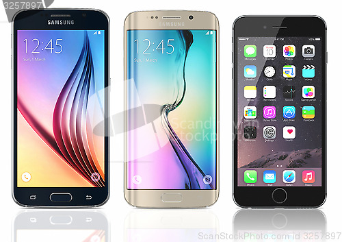 Image of Samsung Galaxy S6 and Edge and iPhone 6