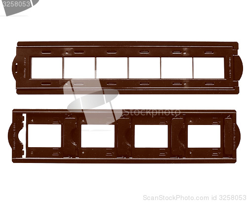 Image of Retro look Mounted film and film strip holder isolated