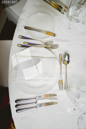 Image of Elegant table set up for wedding banquet