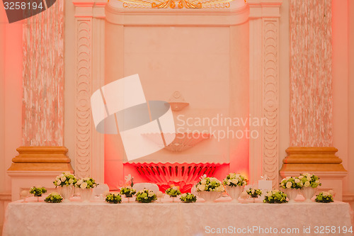 Image of Elegant table set up for wedding banquet