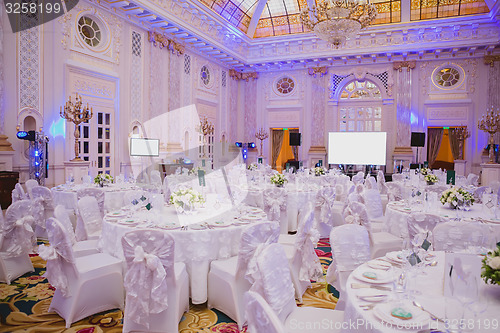 Image of image of tables setting at wedding hall