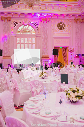 Image of image of tables setting at wedding hall