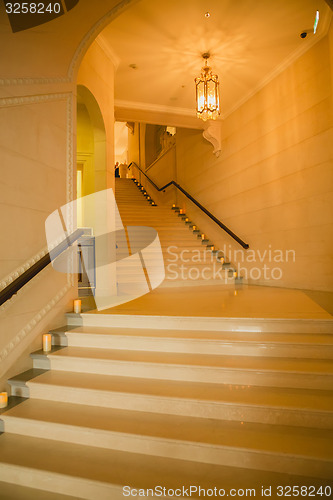 Image of Luxury large white marble staircase,