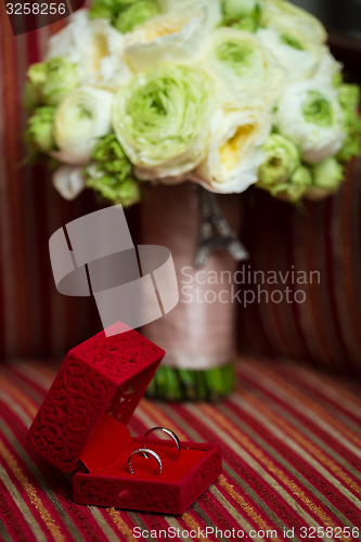 Image of Luxury Diamond Wedding Ring in Red Velvet Silk Box 