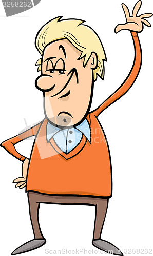 Image of man waving hand cartoon