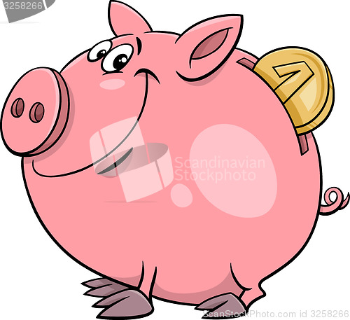 Image of piggy bank with coin cartoon