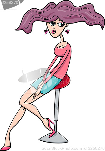 Image of pretty young girl cartoon illustration