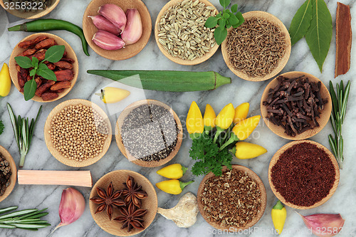 Image of Herbs and Spices on Marble