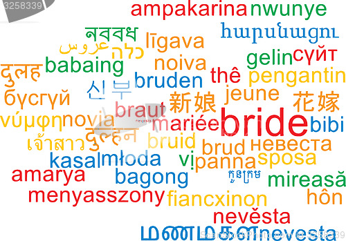 Image of Bride multilanguage wordcloud background concept