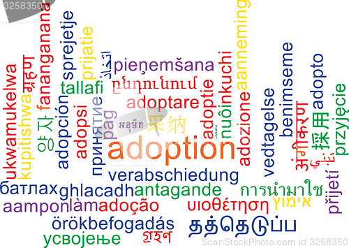 Image of Adoption multilanguage wordcloud background concept