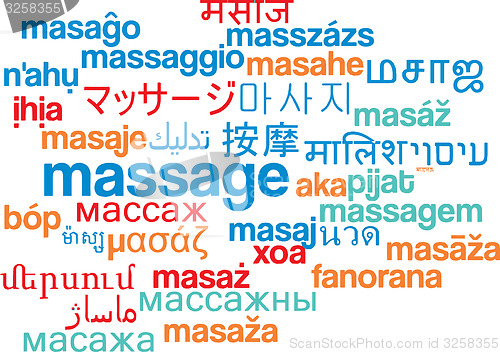 Image of Massage multilanguage wordcloud background concept