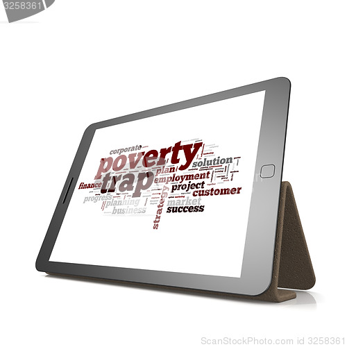 Image of Poverty trap word cloud on tablet 