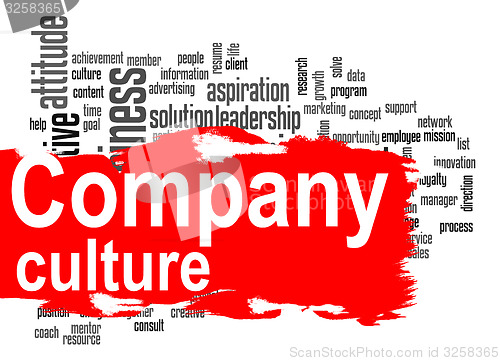 Image of Company culture word cloud with red banner