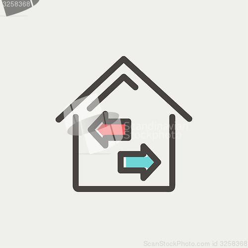 Image of House with left and right arrow thin line icon