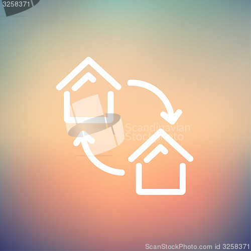 Image of Two little houses thin line icon