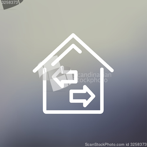 Image of House with left and right arrow thin line icon