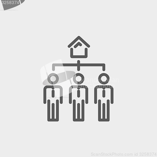 Image of Three real estate agent in one house thin line icon